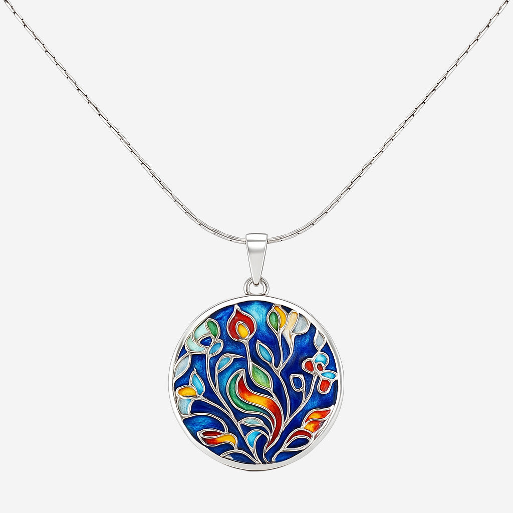 Enamel Floral Pendant