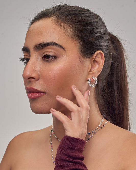 Leaf Zircon Earrings
