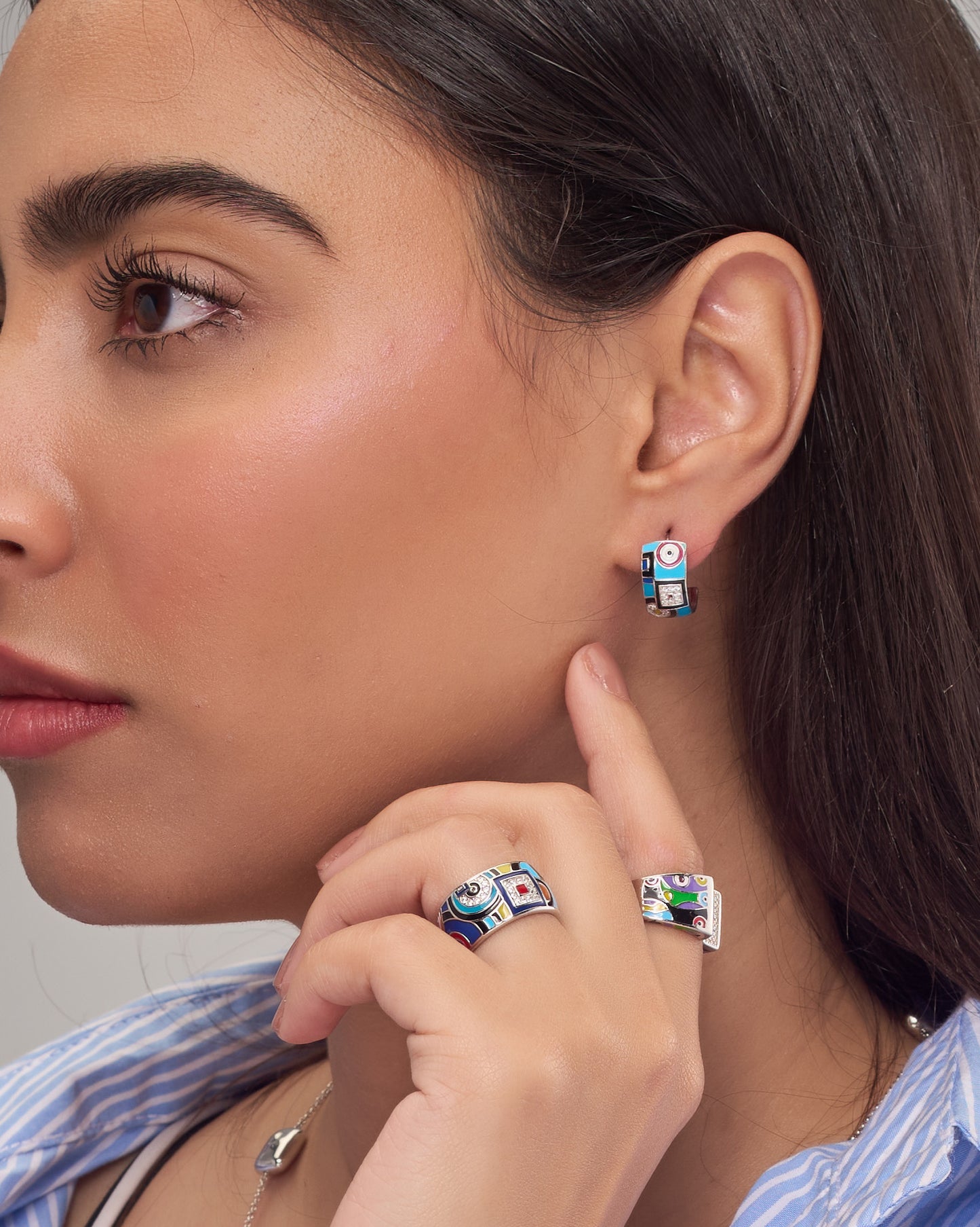 Enamel Geometric Earrings