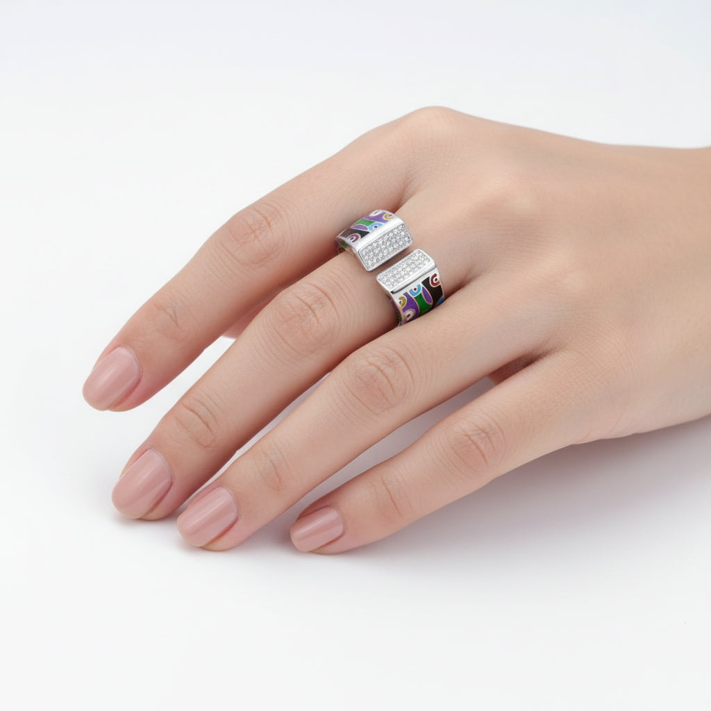 Enamel Zircon Ring