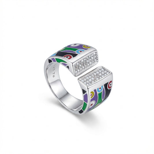 Enamel Zircon Ring