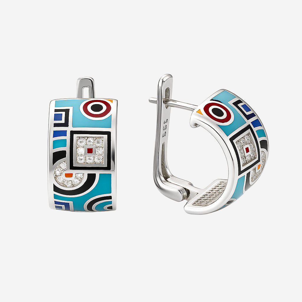 Enamel Geometric Earrings