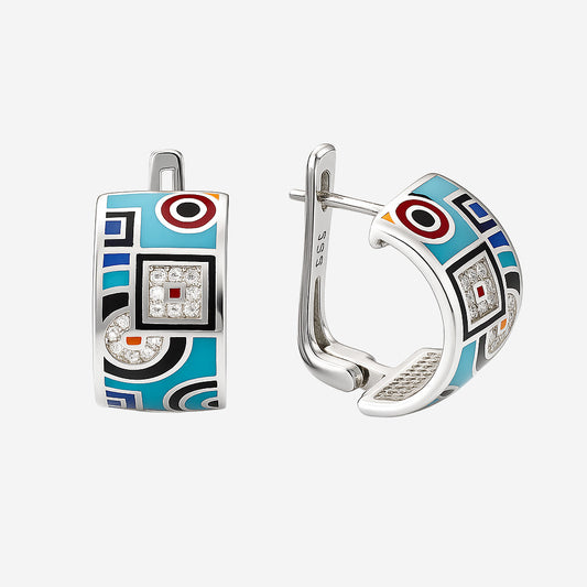 Enamel Geometric Earrings