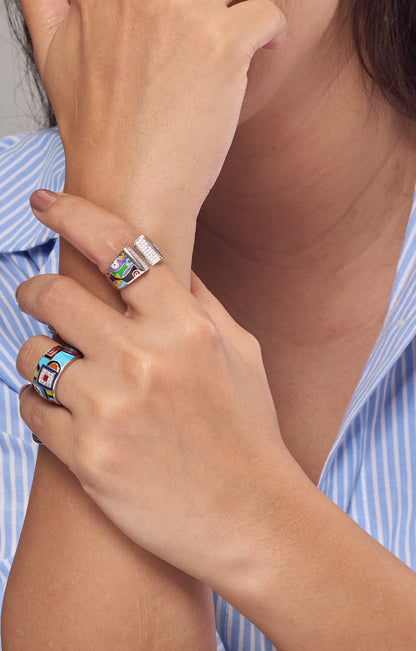 Enamel Zircon Ring