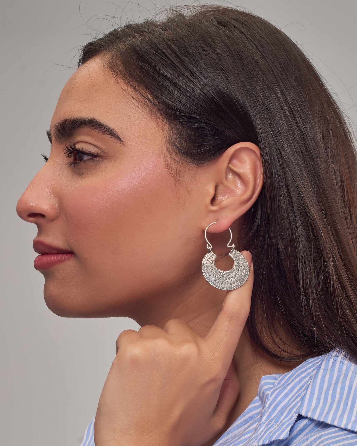 Pattern Crescent Earrings