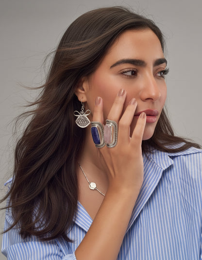 Large Rectangle Stone Ring