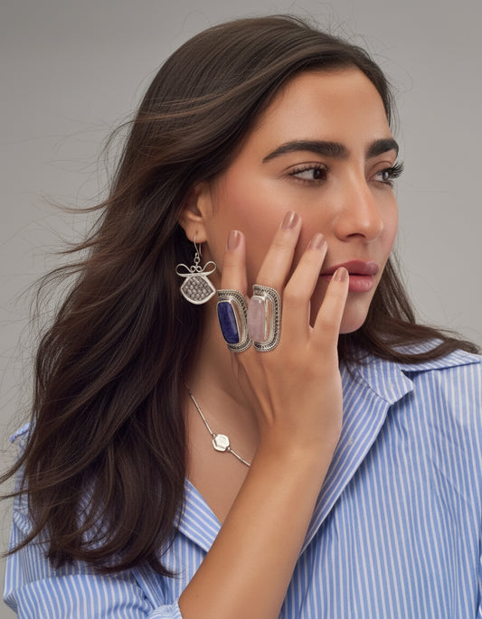 Large Rectangle Stone Ring